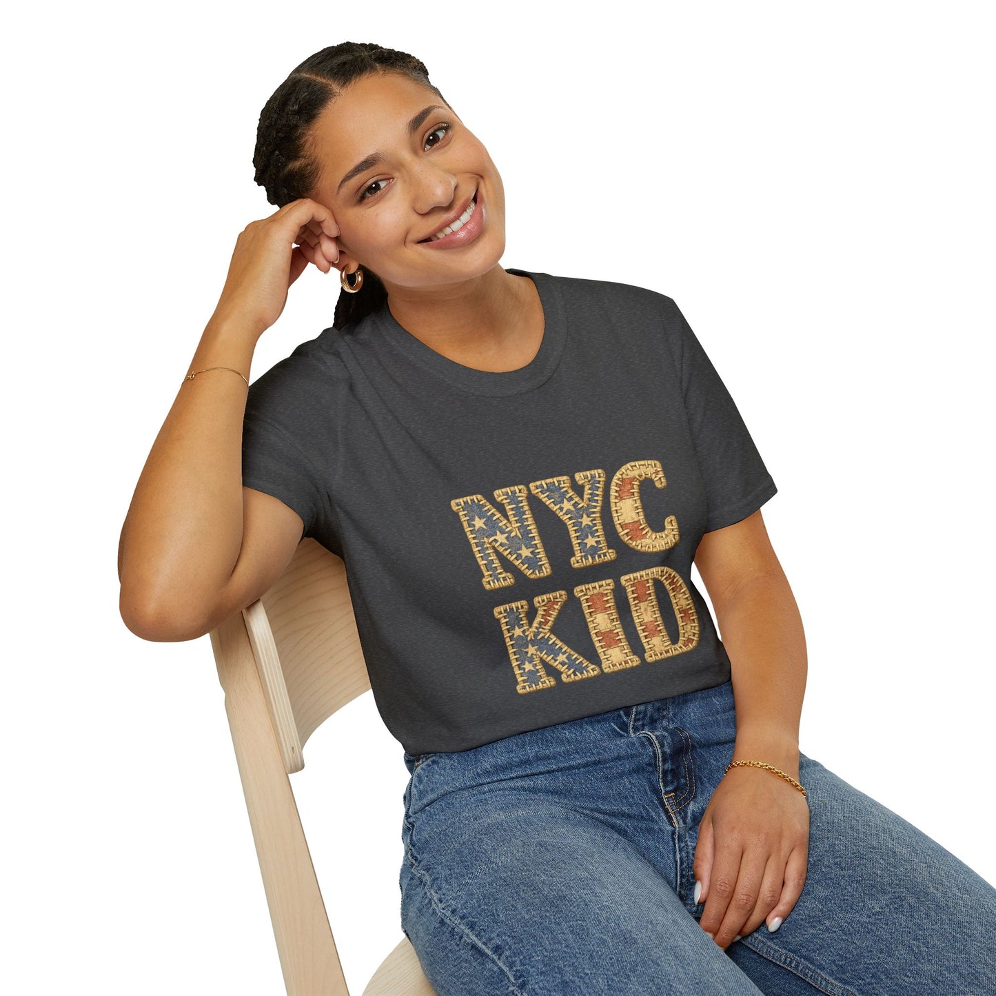 NYC Kid T-Shirt — New York City Vintage Flag Quilt-look Tee