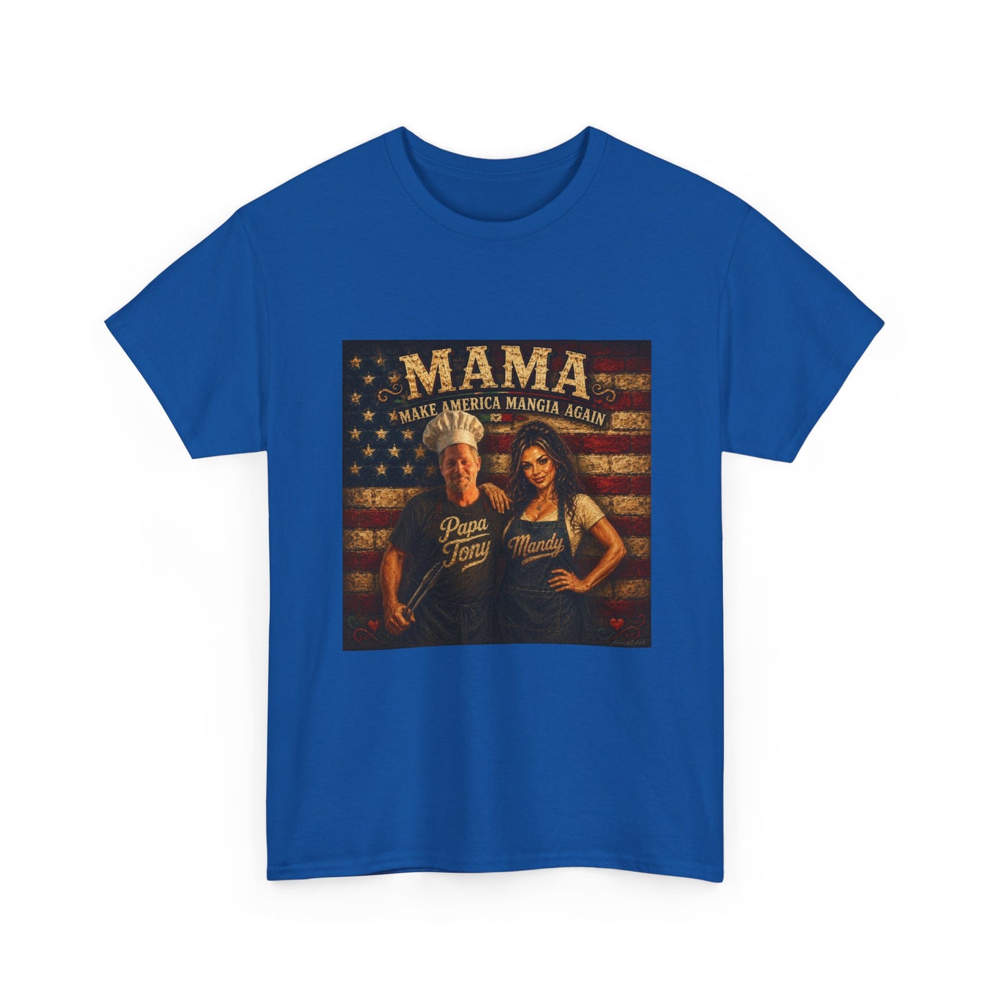 CUSTOM for MANDY—Mama Pizza Team T-Shirt — Retro American Flag Pizza Chef Graphic Tee