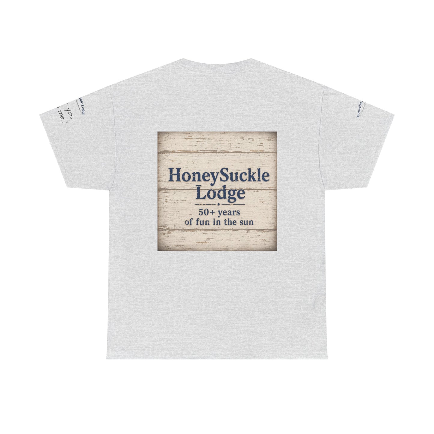 HoneySuckle Lodge Vintage Beach T-Shirt — "50+ years of fun in the sun" Retro Kids on Shore Design