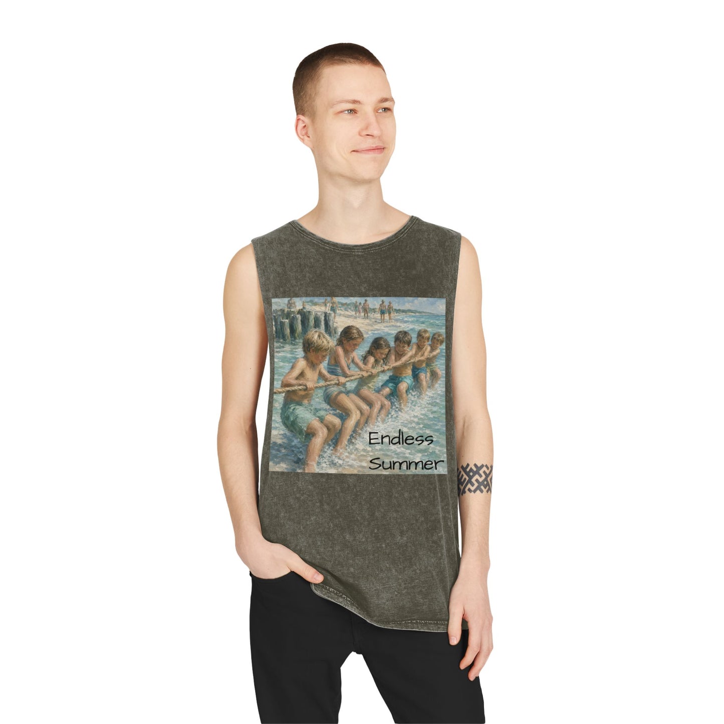 HSL Vintage Beach Tank Top — "I Hear You Call To Me" Stonewash Sleeveless Tee