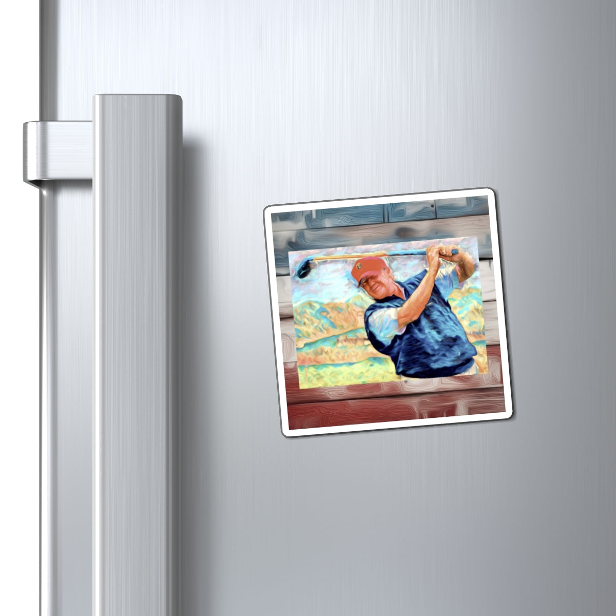 Golf Player Refrigerator Magnet — Vintage Swing Art Magnet