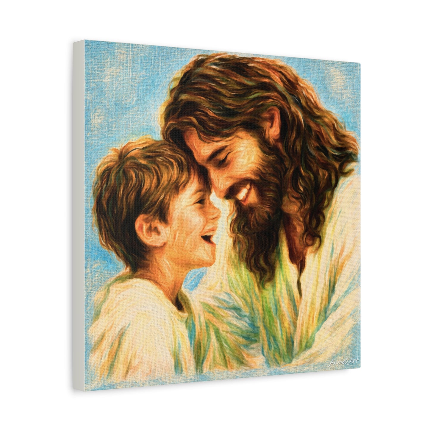 Smiling Jesus and Child Matte Canvas Wall Art