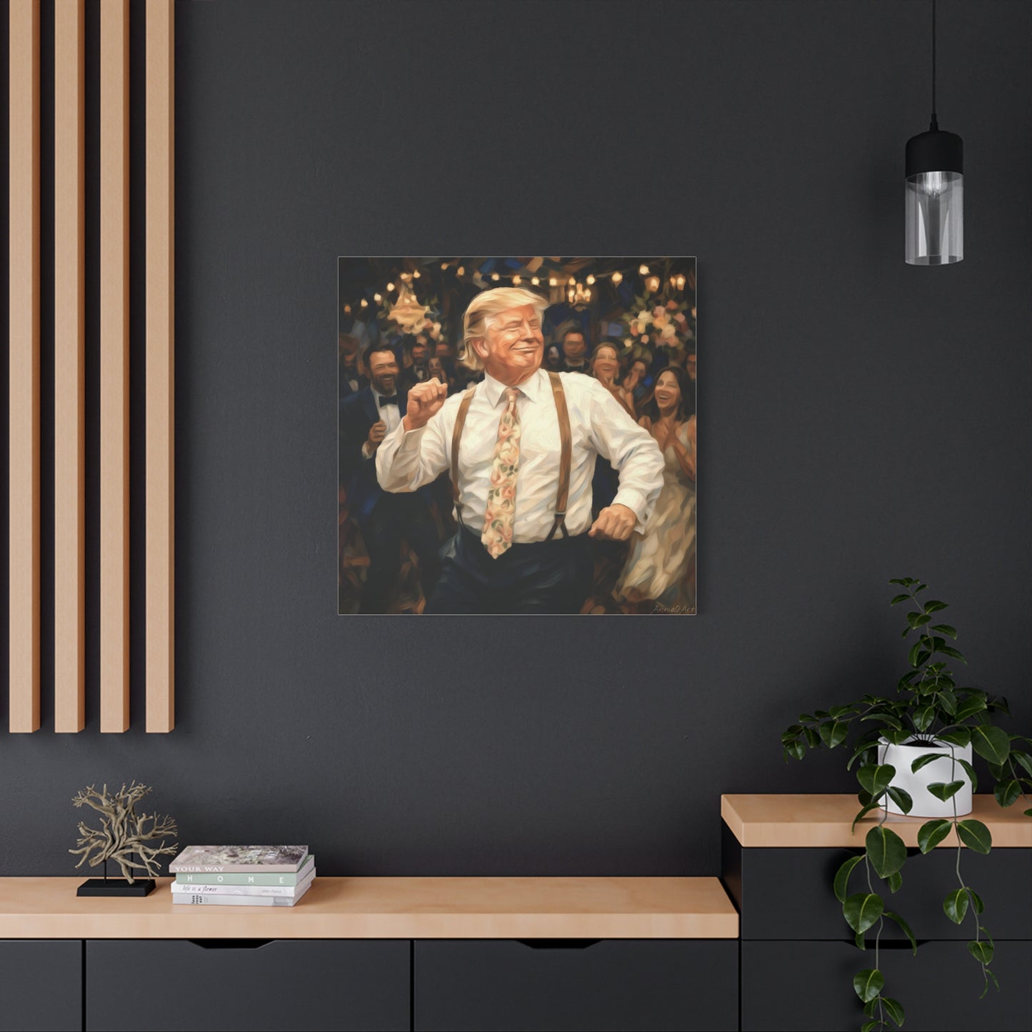 Vintage Festive Trump Dancing Canvas Wall Art