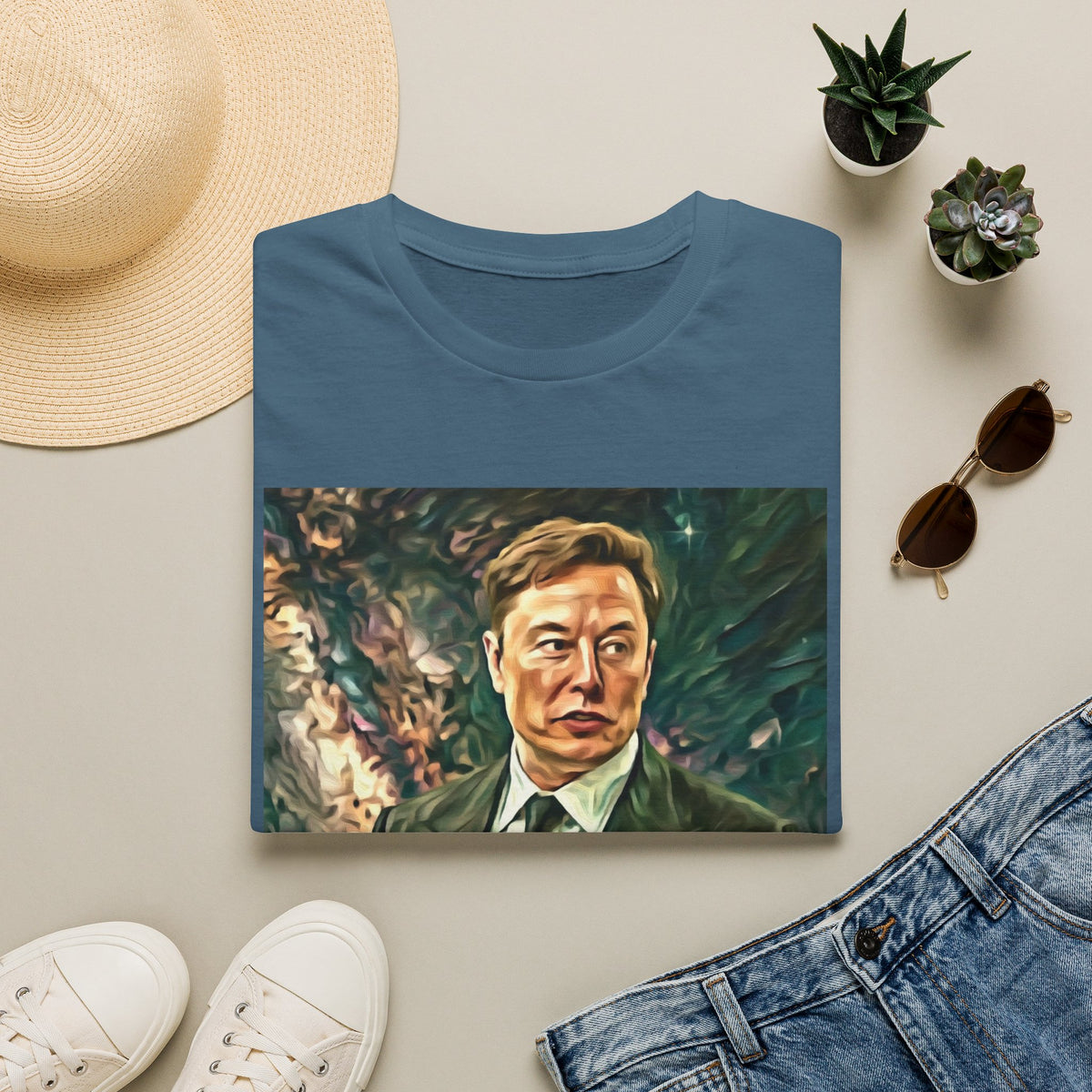 Elon Musk with Rocket— Graphic T-Shirt