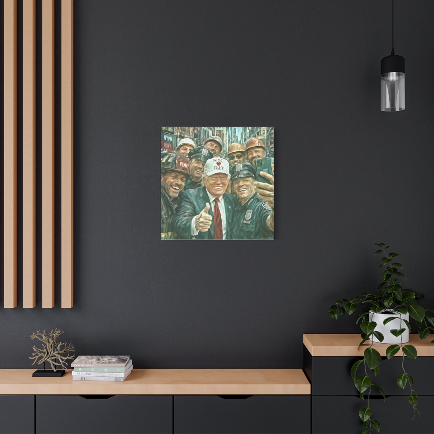 Trump ‘NYC❤️DJT’ - THE Blue-Collar-Billionaire w/ NYC Working Guys —Matte Canvas Print