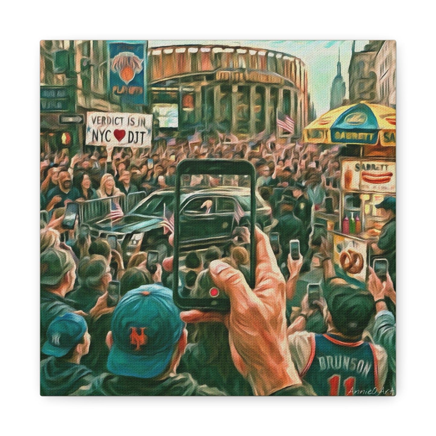 Trump Cheered At The Garden— Canvas Art - NYC Crowd Cheering with Phone Recording (Stretched 1.25")
