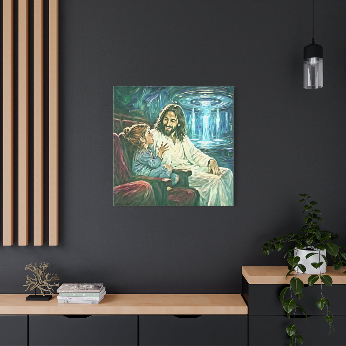 Jesus with Child Matte Canvas Wall Art — Stretched 1.25" Inspirational Christian Decor