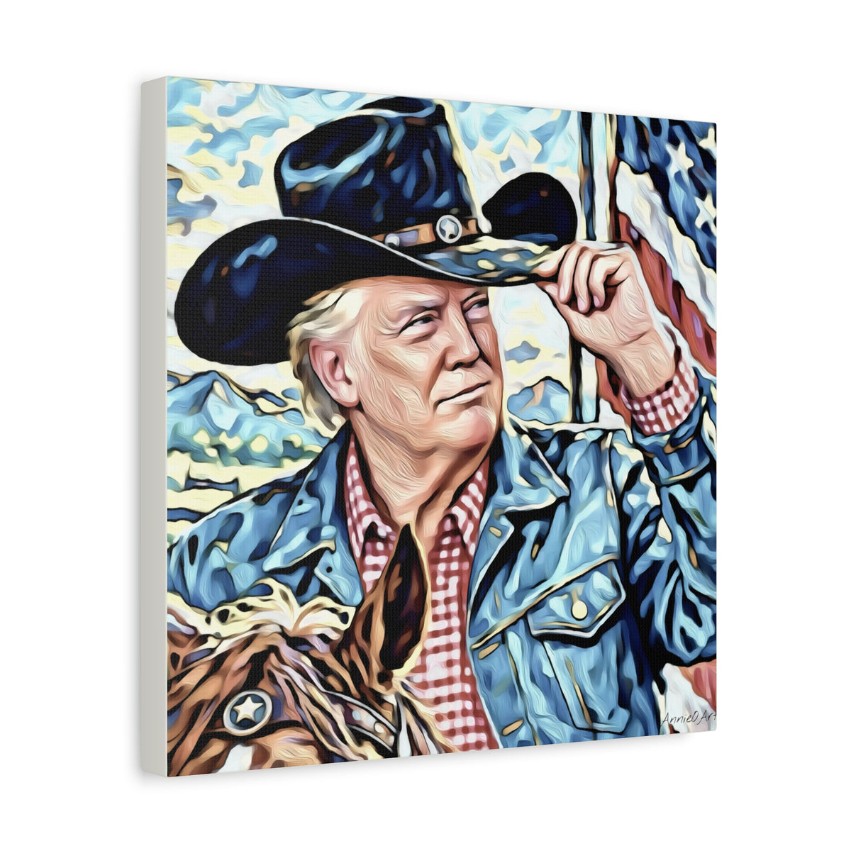 Trump Patriotic Cowboy Portrait Canvas