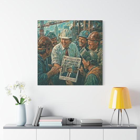 Trump Blue-Collar Billionaire Canvas Print — Vintage Labor Wall Art