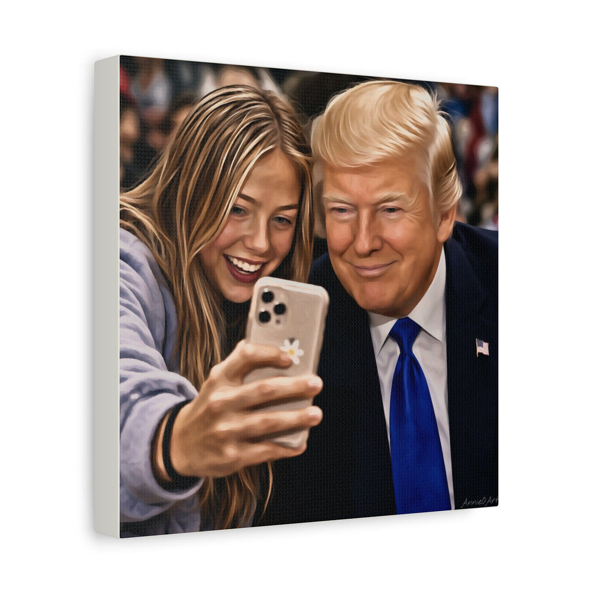 Trump Figure Selfie Matte Canvas Print