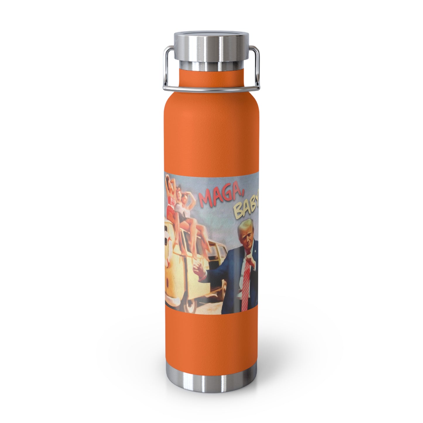 22oz Copper Insulated Bottle - Retro Beach Party Design