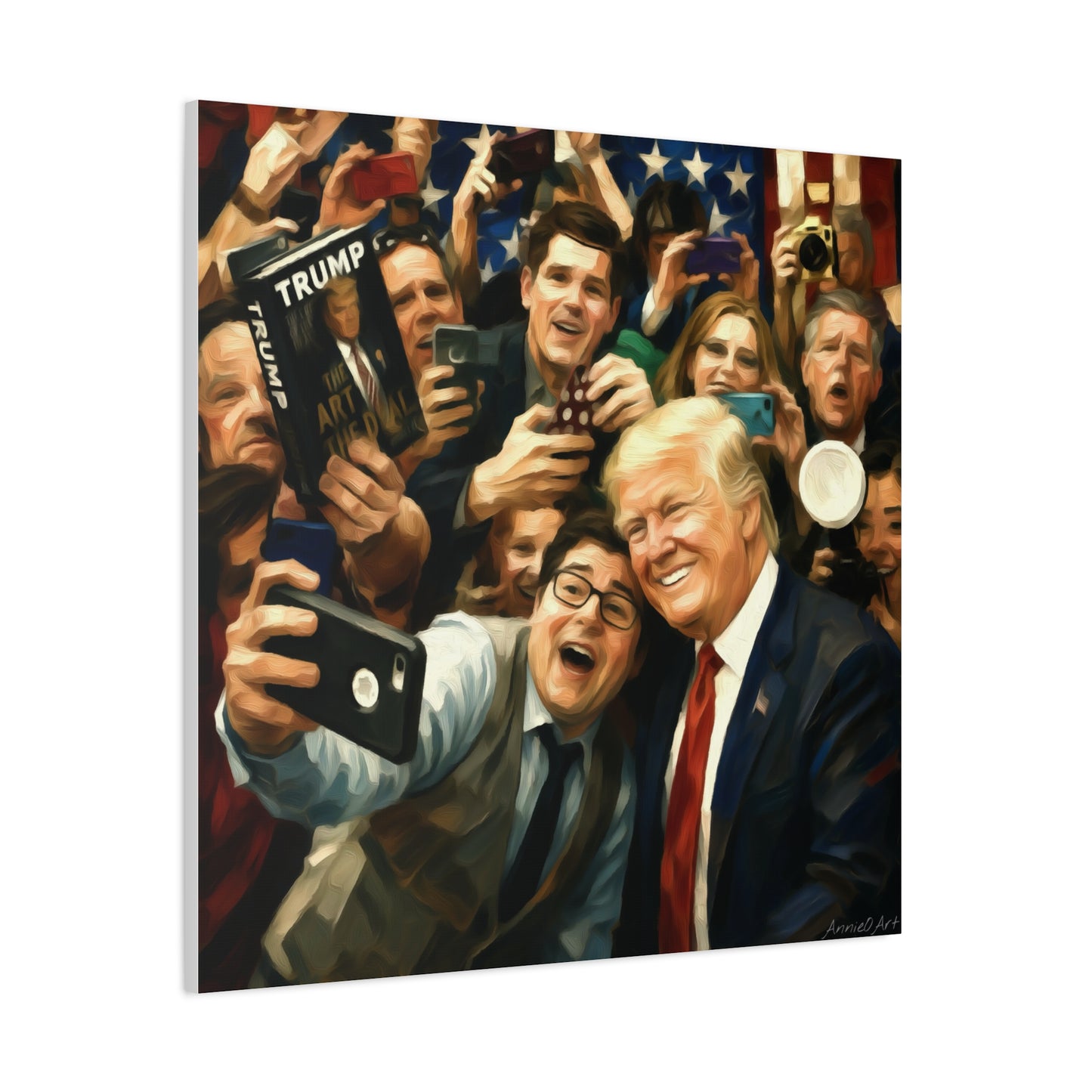 Trump Patriotic Crowd Selfie Canvas - Stretched Matte Wall Art