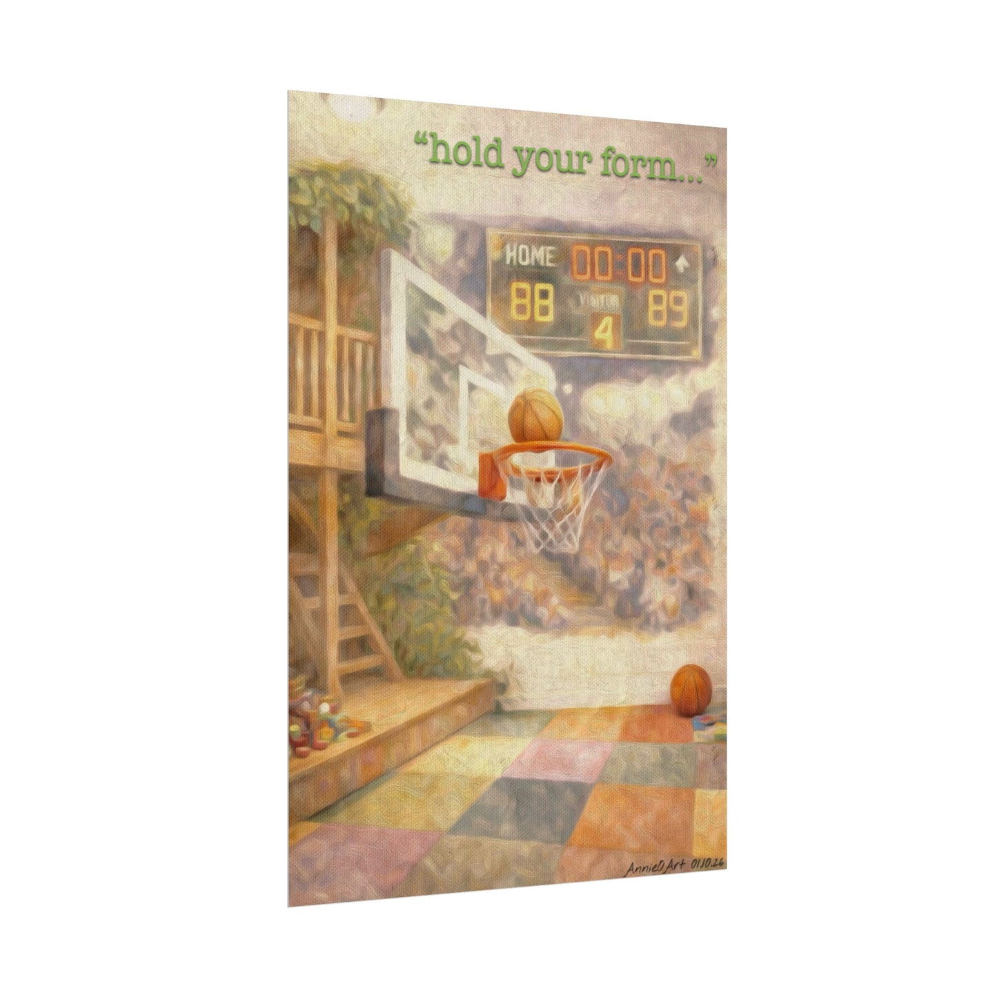 Basketball Watercolor Poster — Textured Matte Sports Wall Art