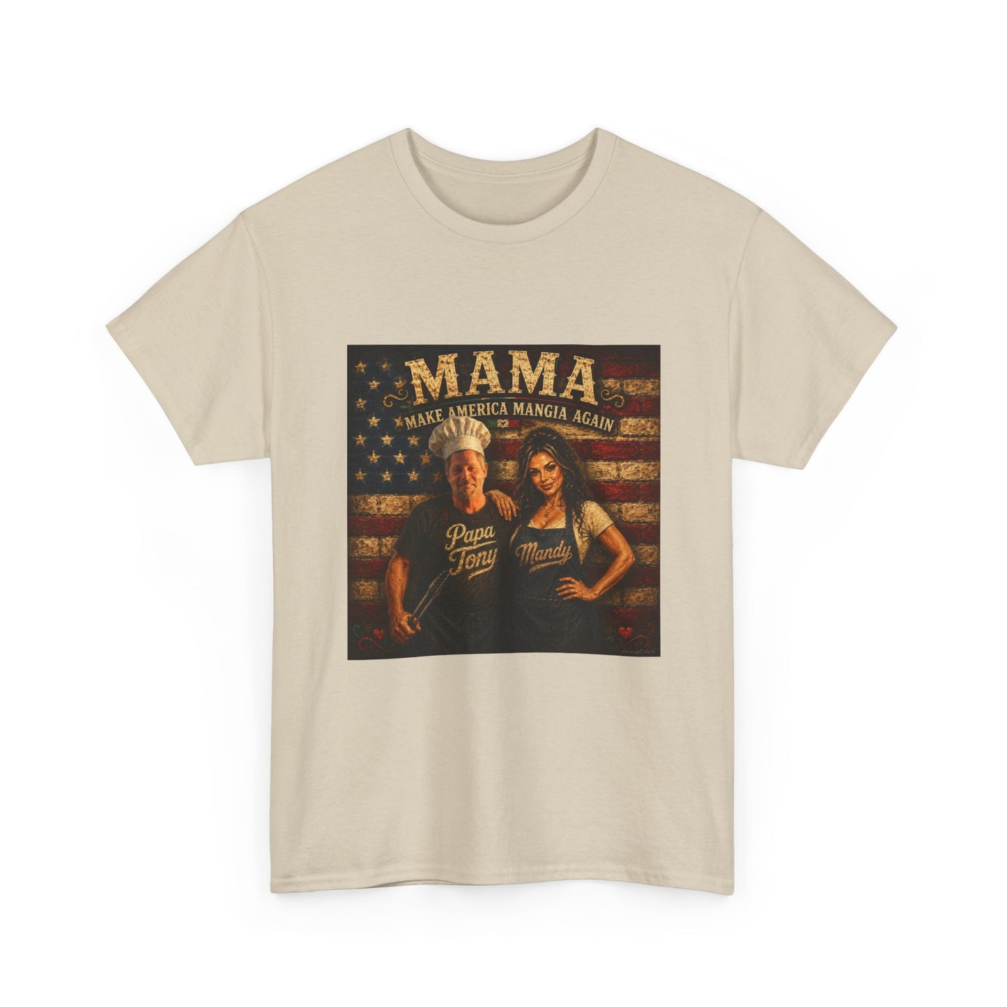 CUSTOM for MANDY—Mama Pizza Team T-Shirt — Retro American Flag Pizza Chef Graphic Tee