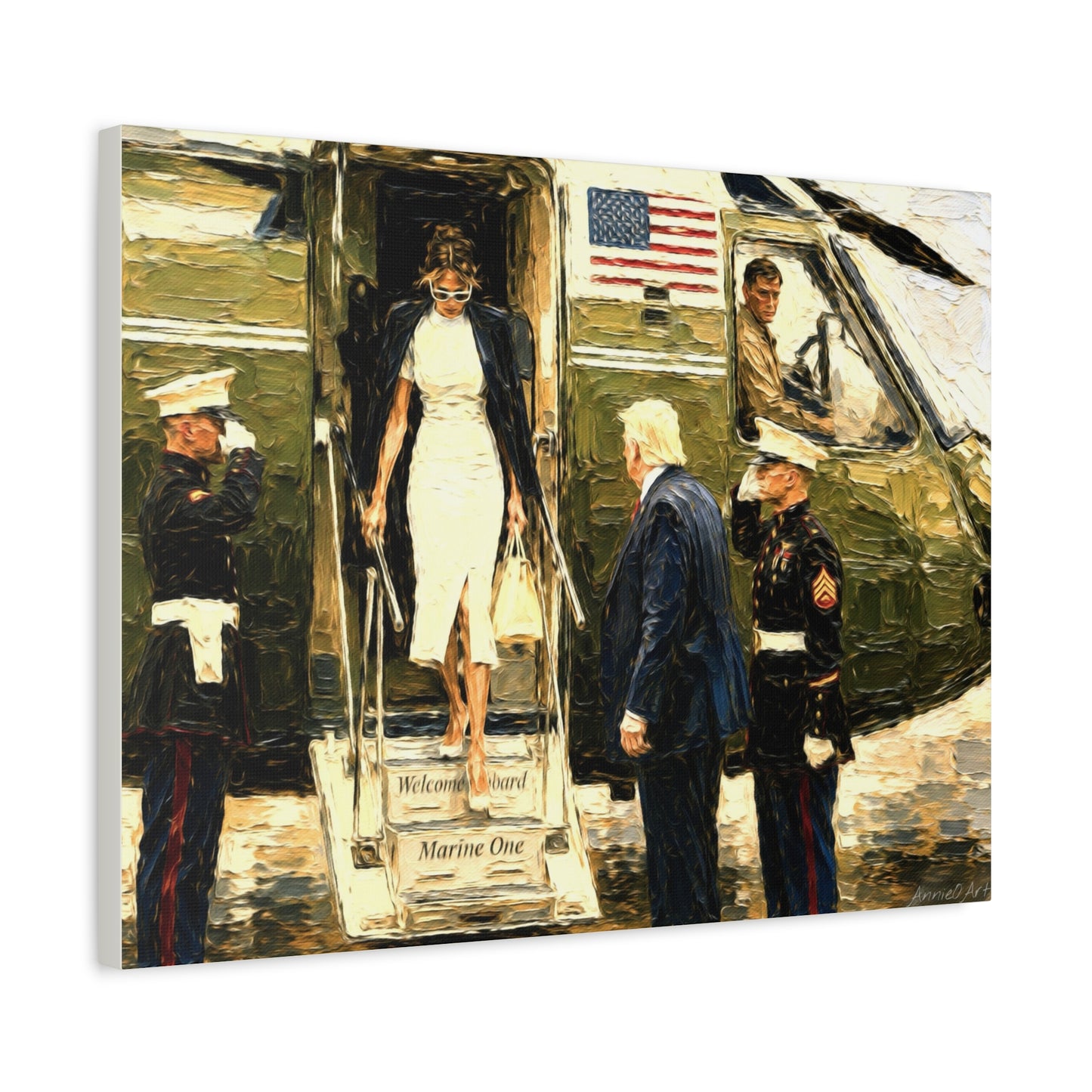Marine One Arrival Canvas Print — Presidential Helicopter Scene Wall Art