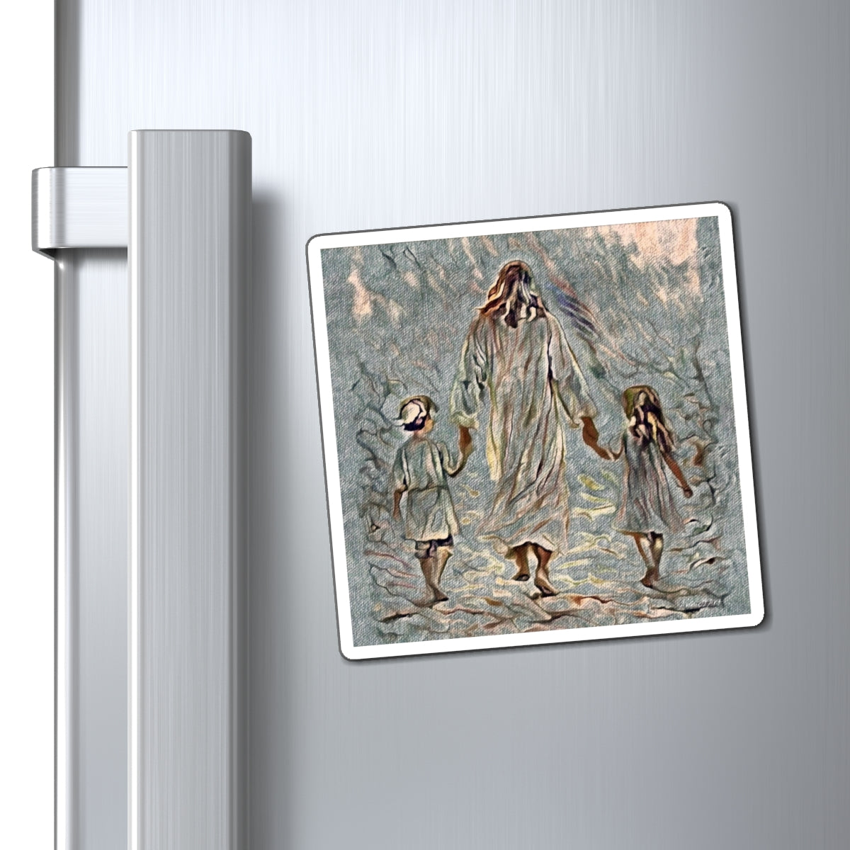 Jesus Walking with Children Magnet — Kid Level Inspirational Refrigerator Magnet