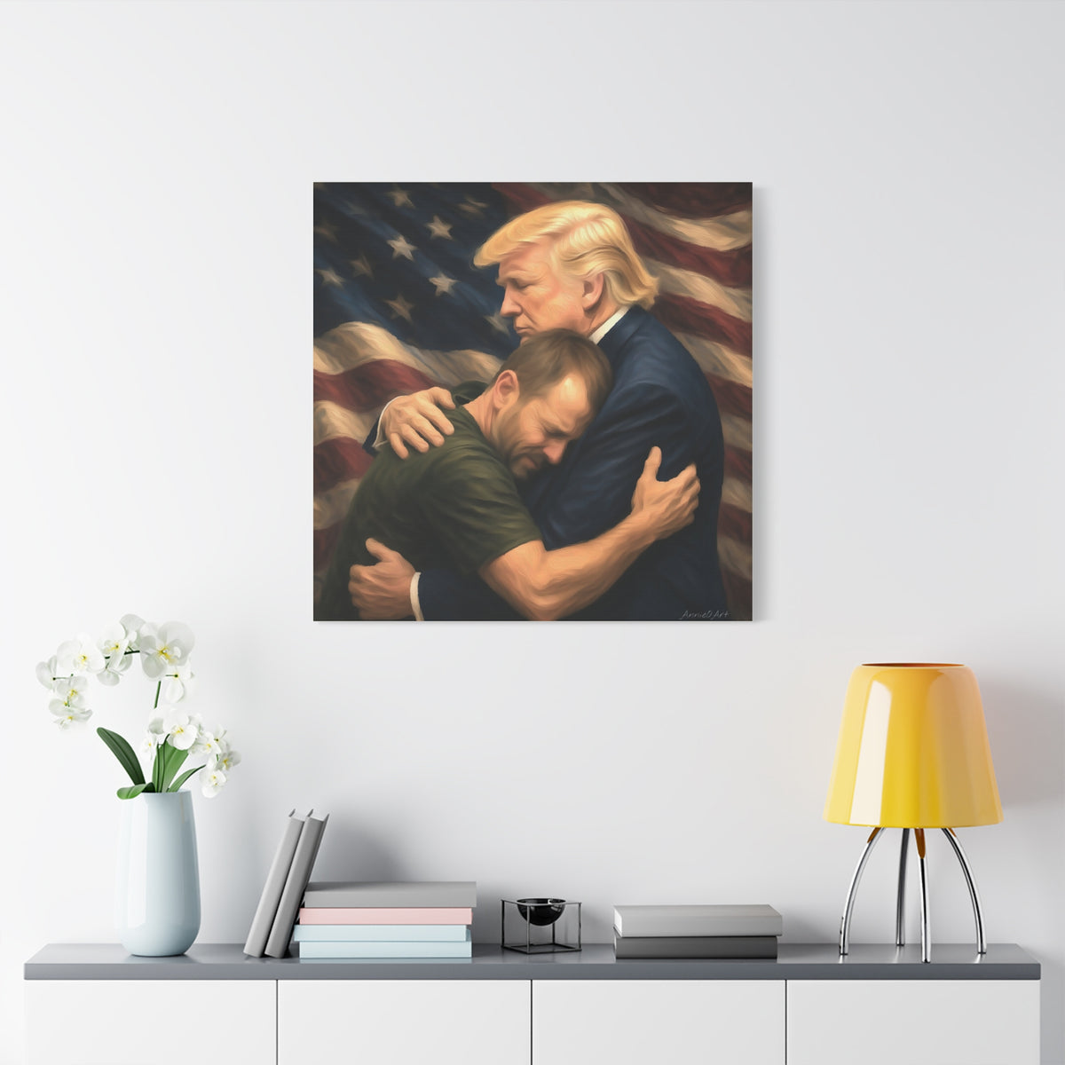 Trump Hug ‘THE LOVE GOES BOTH WAYS’ Canvas Print — Wall Art