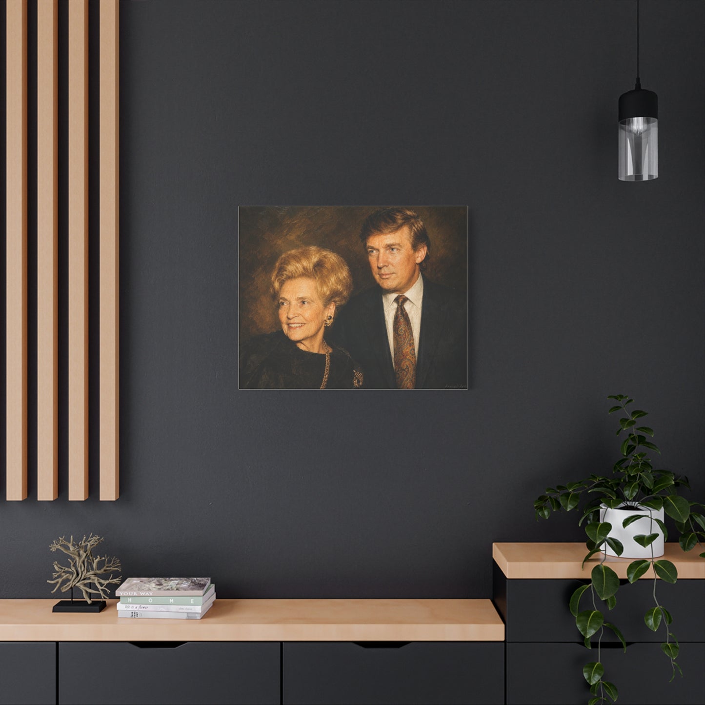 Trump with his Mom—Vintage Portrait Canvas Print — Classic Stretched Matte Wall Art