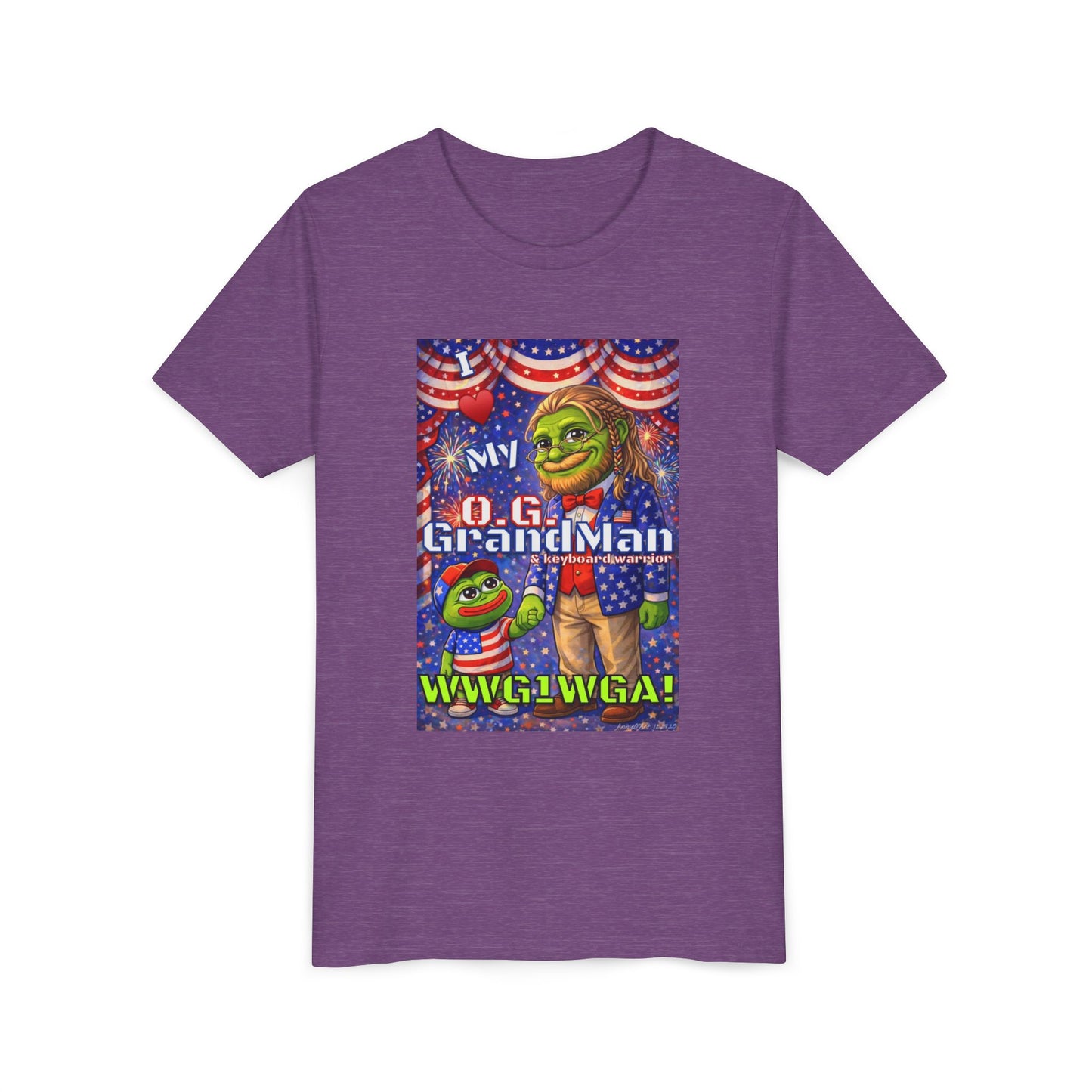 GrandMan/Grandpa Keyboard Warriors for your Littles - “I ♥️ My O.G. GrandMan" Patriotic Pepe WWG1WGA Kids T-Shirt