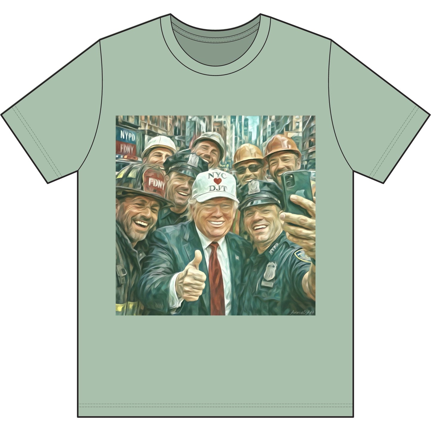 NYC Kid T-Shirt — Trump Vintage New York City First Responders & Construction Crew Selfie Graphic