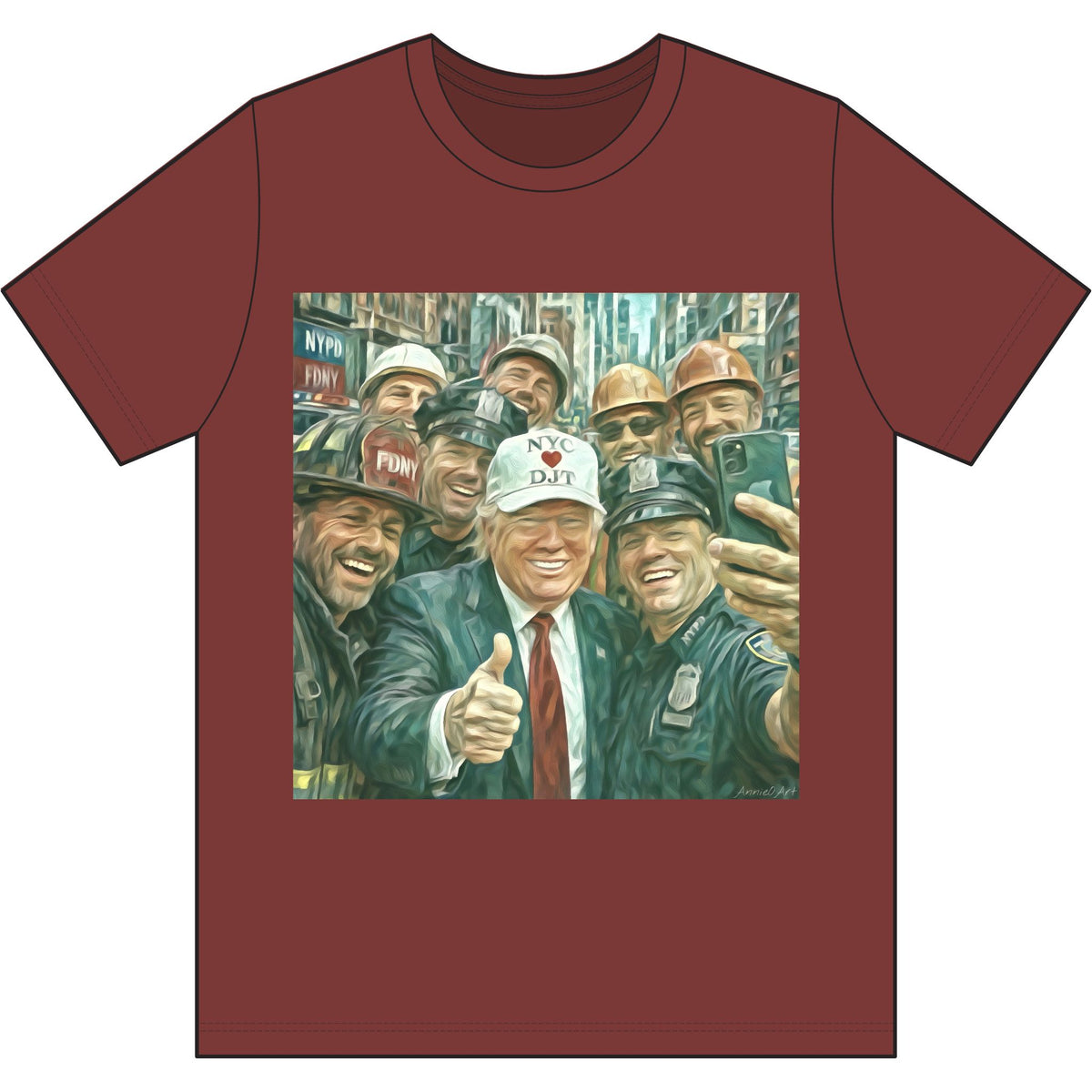 NYC Kid T-Shirt — Trump Vintage New York City First Responders & Construction Crew Selfie Graphic