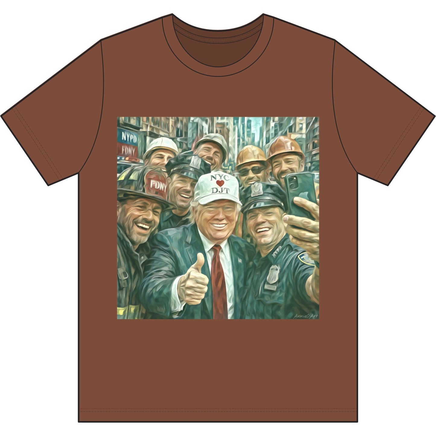 NYC Kid T-Shirt — Trump Vintage New York City First Responders & Construction Crew Selfie Graphic