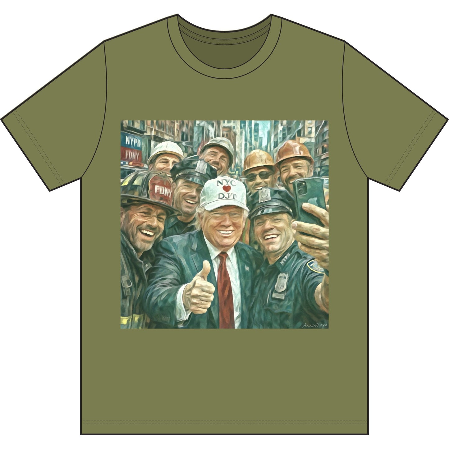 NYC Kid T-Shirt — Trump Vintage New York City First Responders & Construction Crew Selfie Graphic