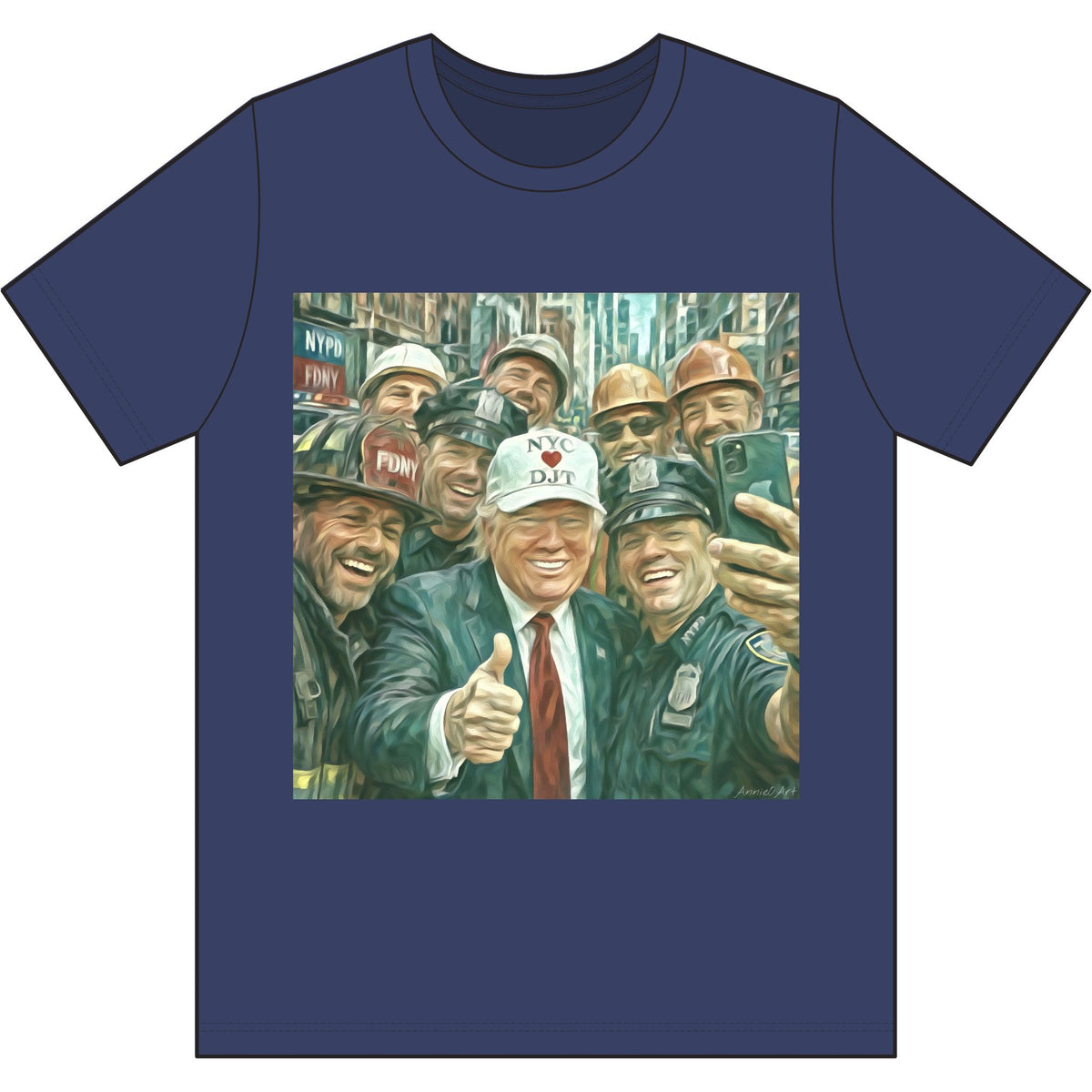 NYC Kid T-Shirt — Trump Vintage New York City First Responders & Construction Crew Selfie Graphic