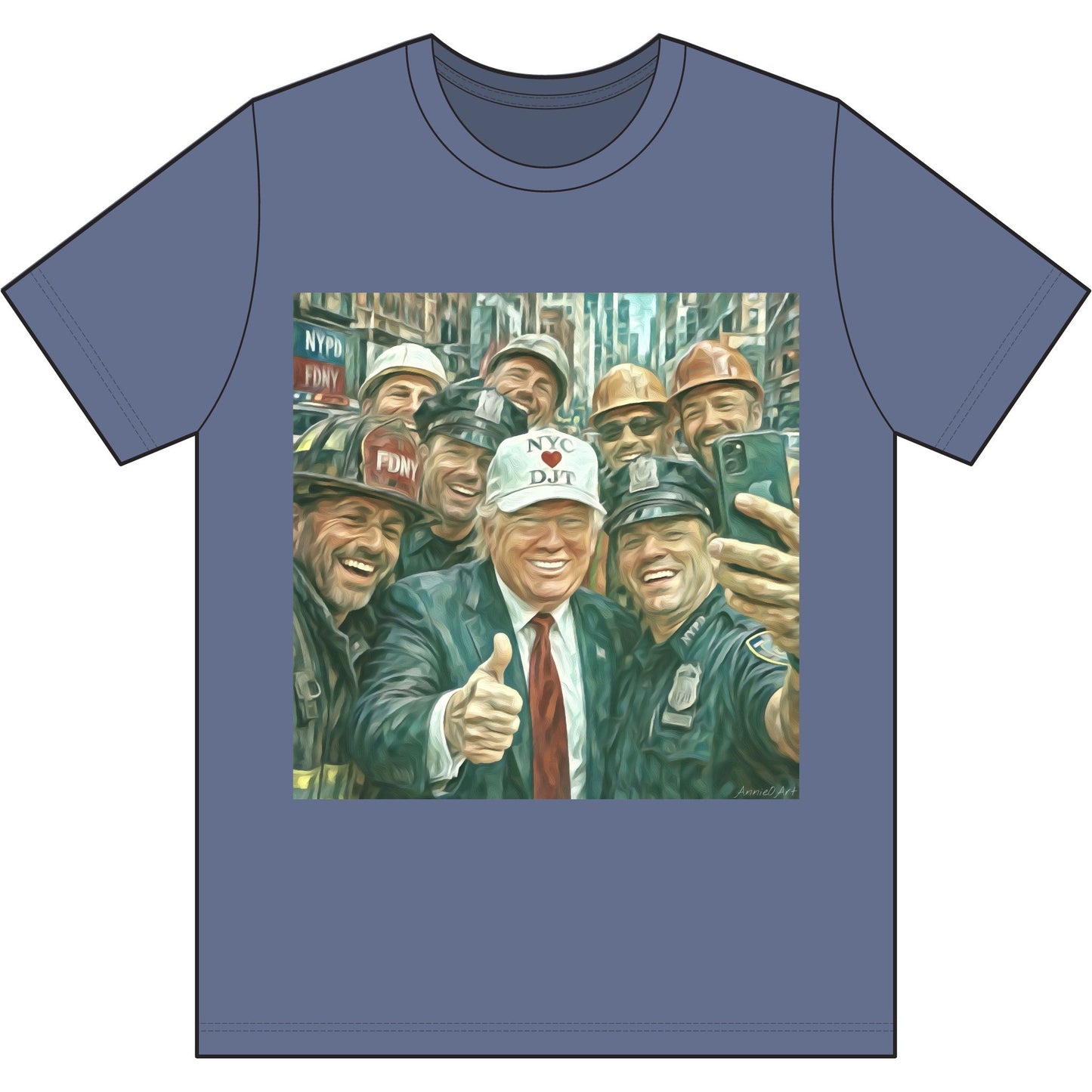 NYC Kid T-Shirt — Trump Vintage New York City First Responders & Construction Crew Selfie Graphic