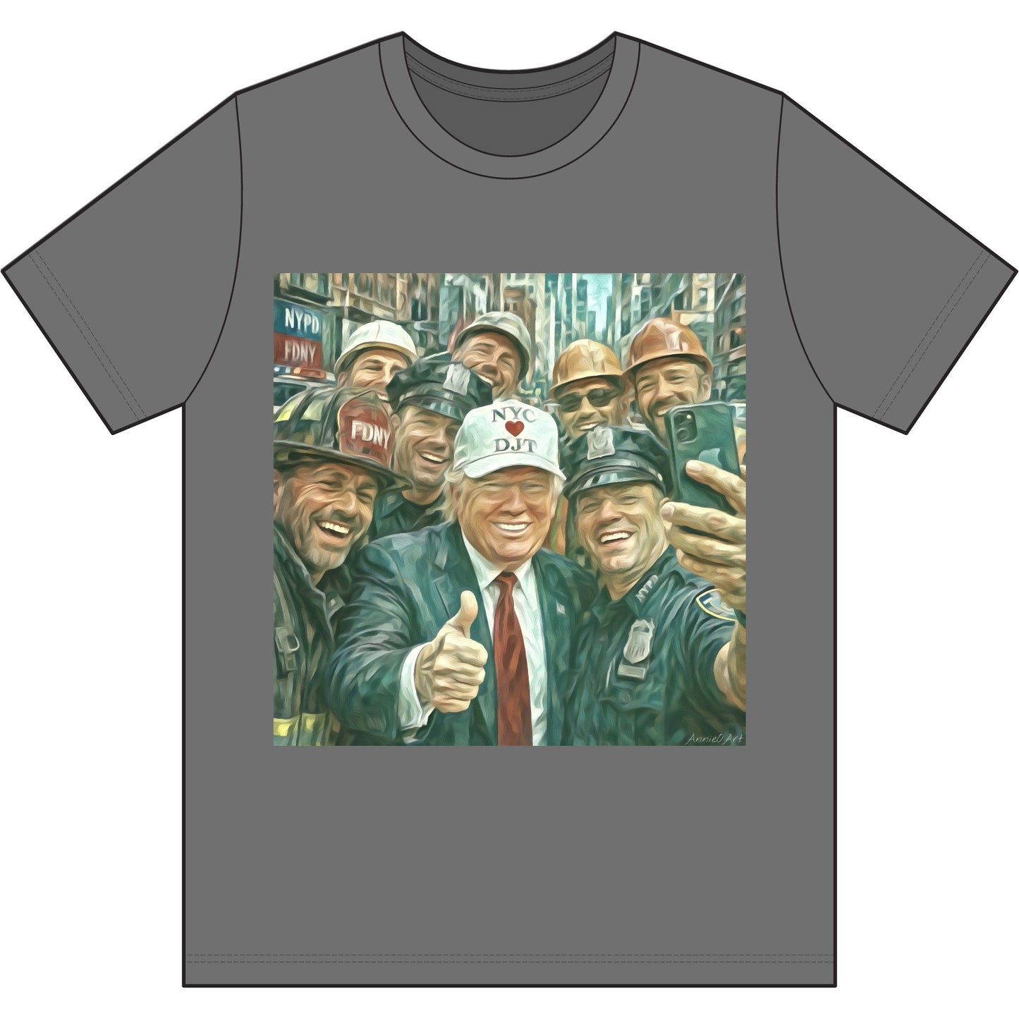 NYC Kid T-Shirt — Trump Vintage New York City First Responders & Construction Crew Selfie Graphic