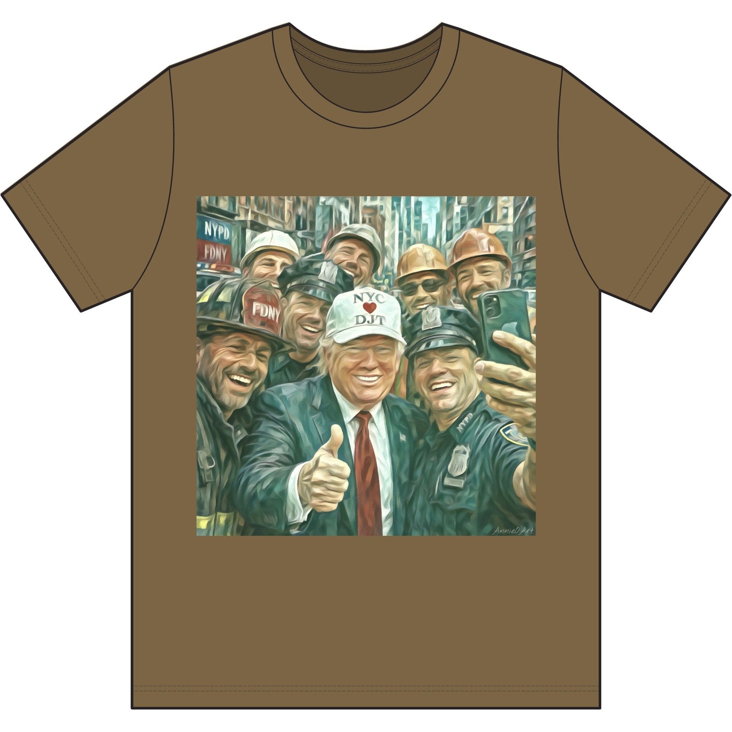 NYC Kid T-Shirt — Trump Vintage New York City First Responders & Construction Crew Selfie Graphic