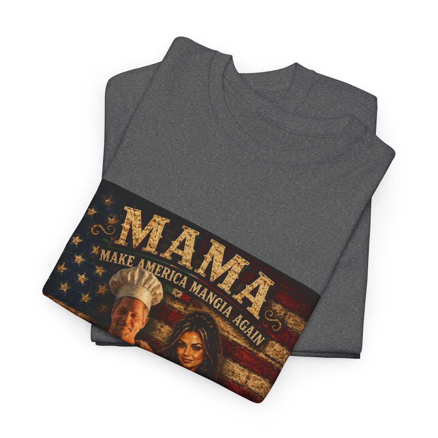 CUSTOM for MANDY—Mama Pizza Team T-Shirt — Retro American Flag Pizza Chef Graphic Tee