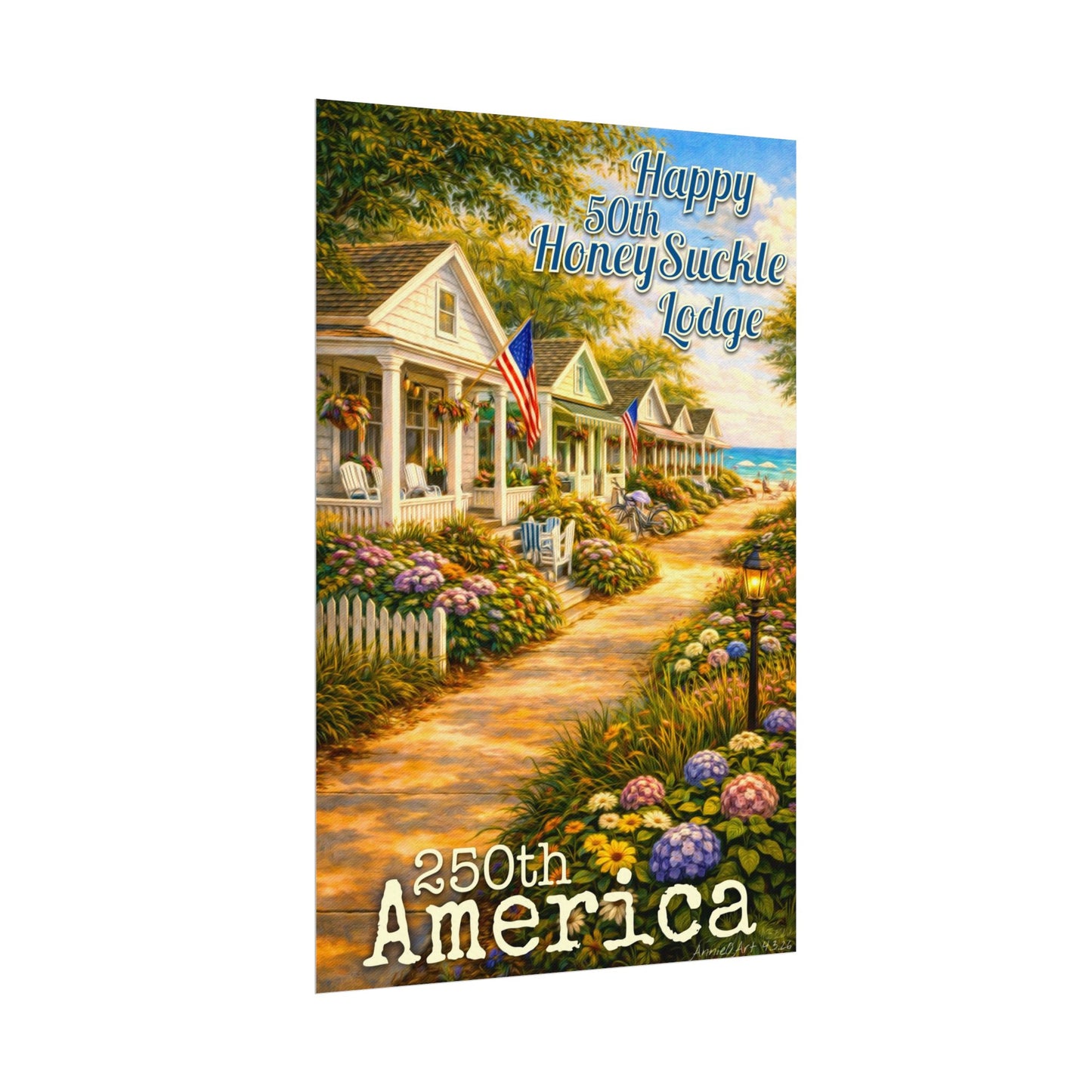 “Honeysuckle Lodge” 50th —Beach Bungalow Matte Art Print