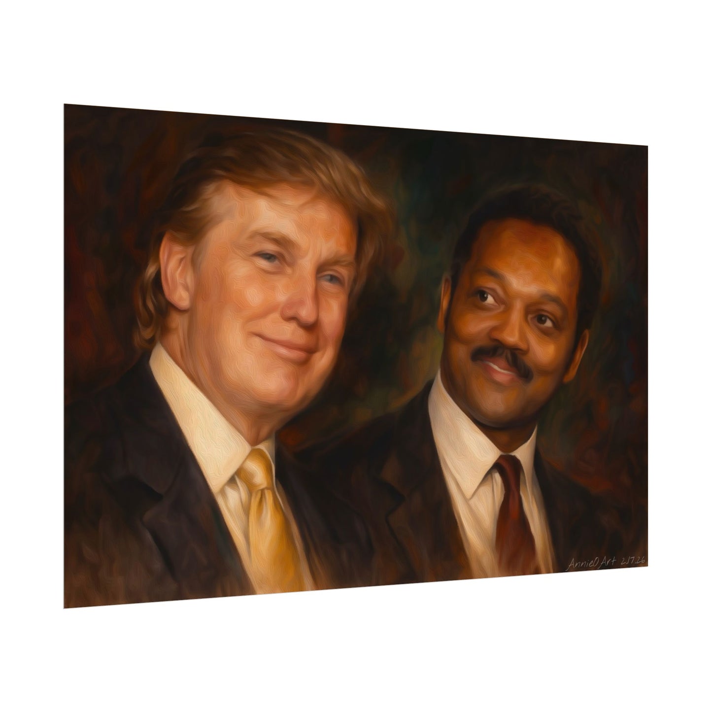 Jesse Jackson & Donald Trump Matte Watercolor Portrait Poster