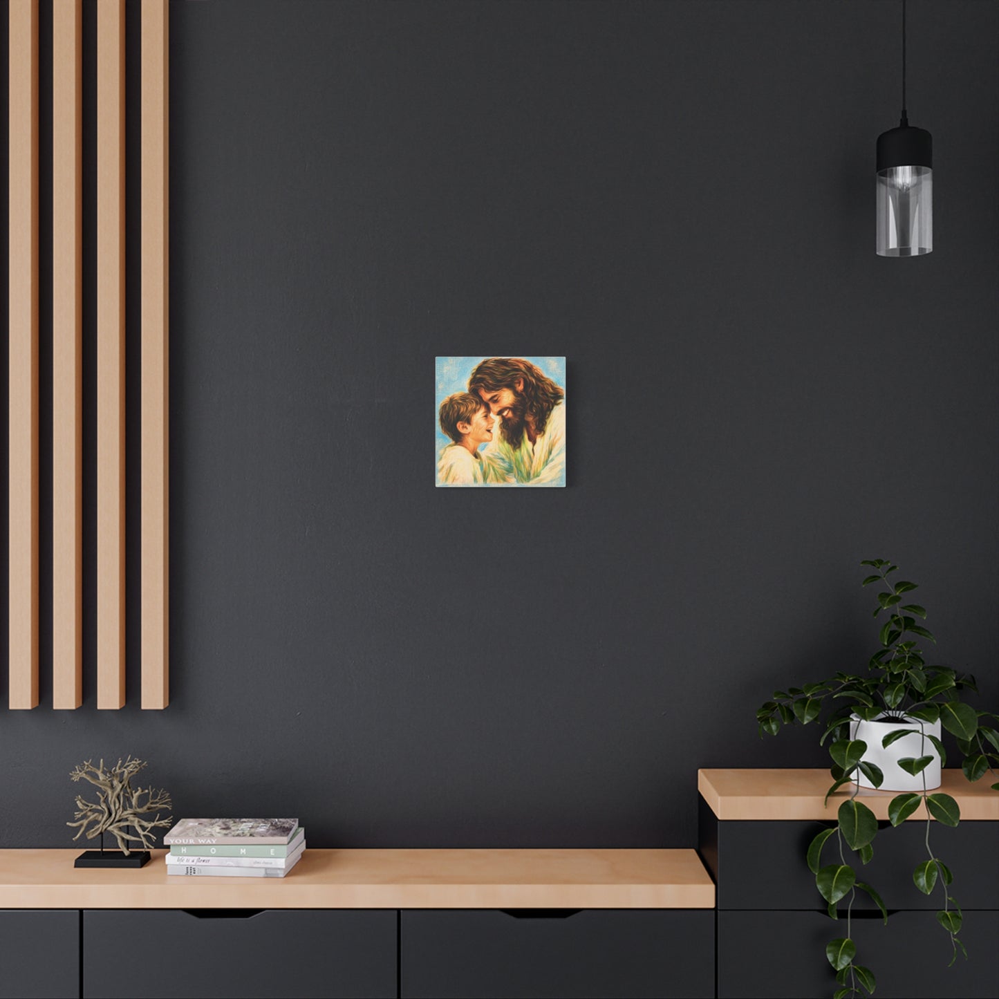 Smiling Jesus and Child Matte Canvas Wall Art