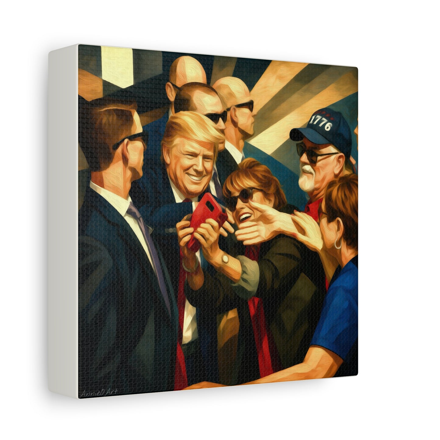 Trump Selfie with Supporters—Matte Canvas Art - Stretched 1.25"