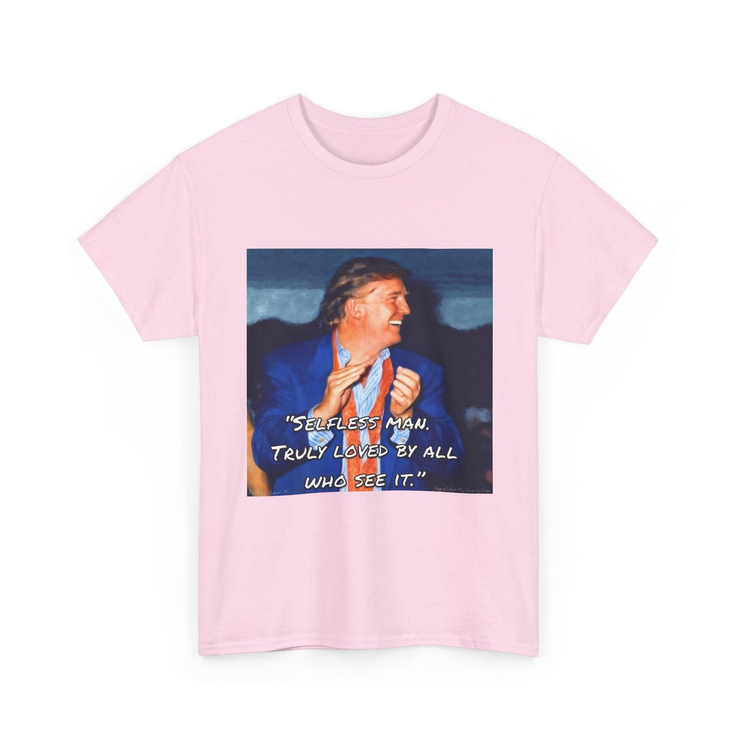 Vintage Portrait Tee with Quote – “Selfless Man, Truly Loved by All Who See It”