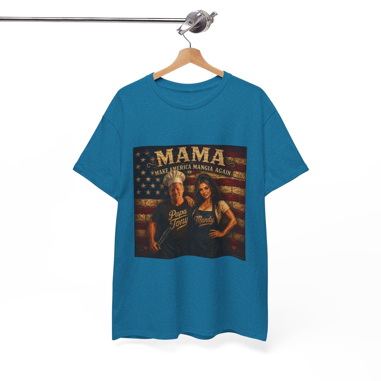 CUSTOM for MANDY—Mama Pizza Team T-Shirt — Retro American Flag Pizza Chef Graphic Tee