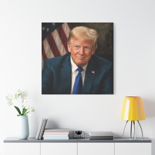 Trump Patriotic Portrait Matte Canvas (Stretched)