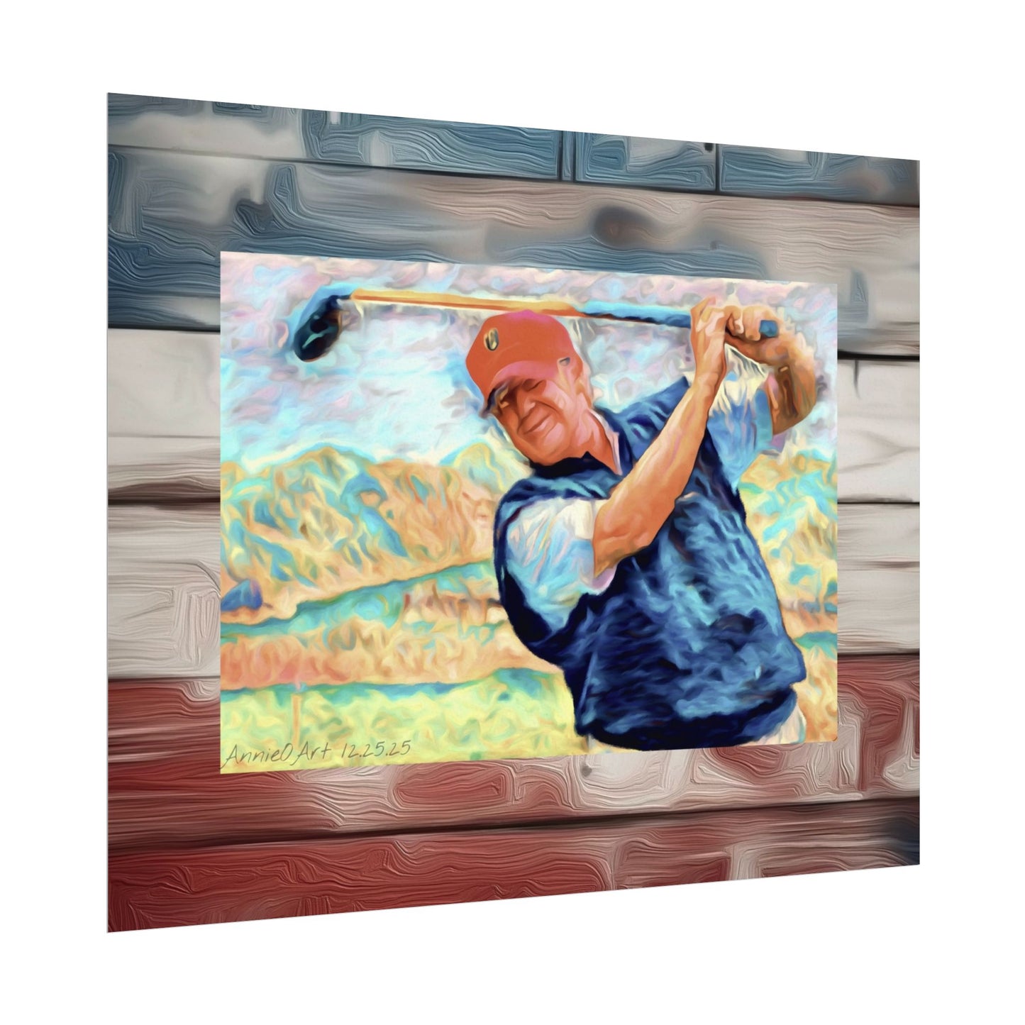 Golf Swing Watercolor Poster — Textured Matte Golf Wall Art