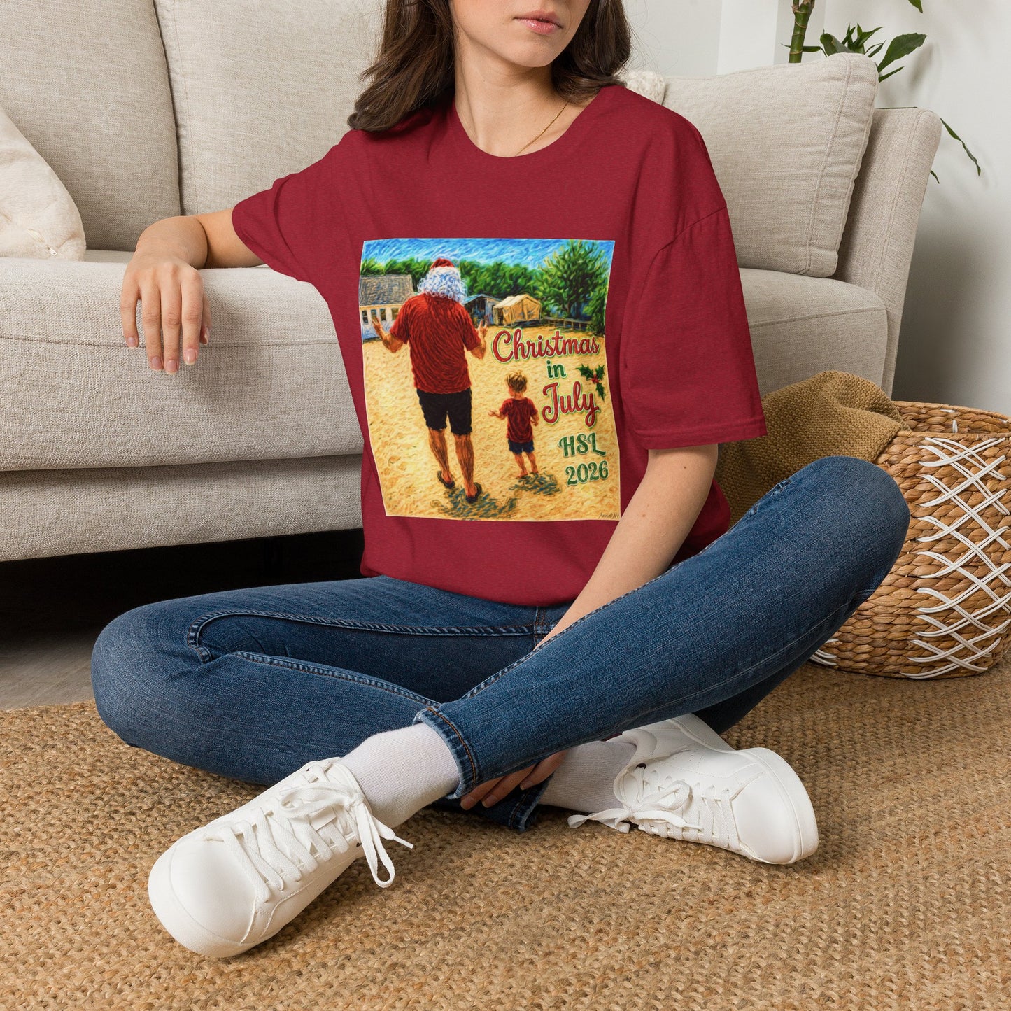T-Shirt — Christmas in July Santa Beach Graphic Tee