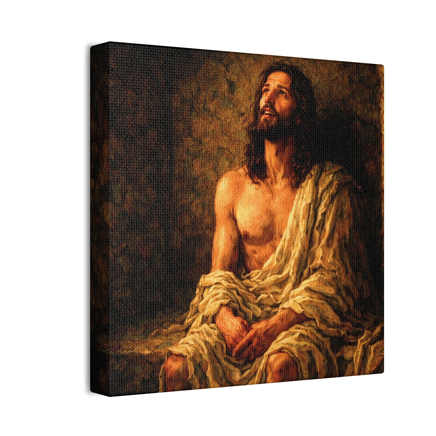 Jesus in Thanksgiving Prayer ‘Resurrection Day’ Canvas Stretched Wall Art — Religious Christian Home Decor