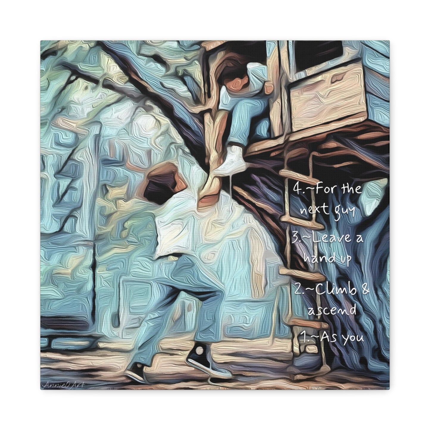 Treehouse Canvas Print — “As You Climb & Ascend, Leave a Hand Up for the Next Guy”—Inspirational Wall Art