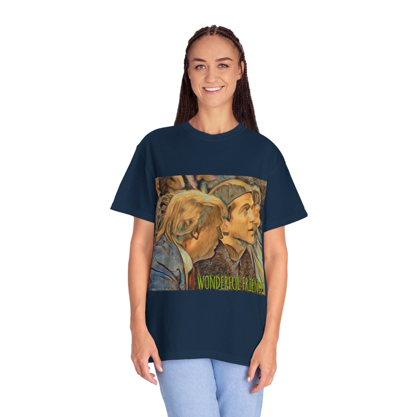 Vintage JFK, Jr & DJT Art T-Shirt – “Wonderful Friends” Graphic Tee
