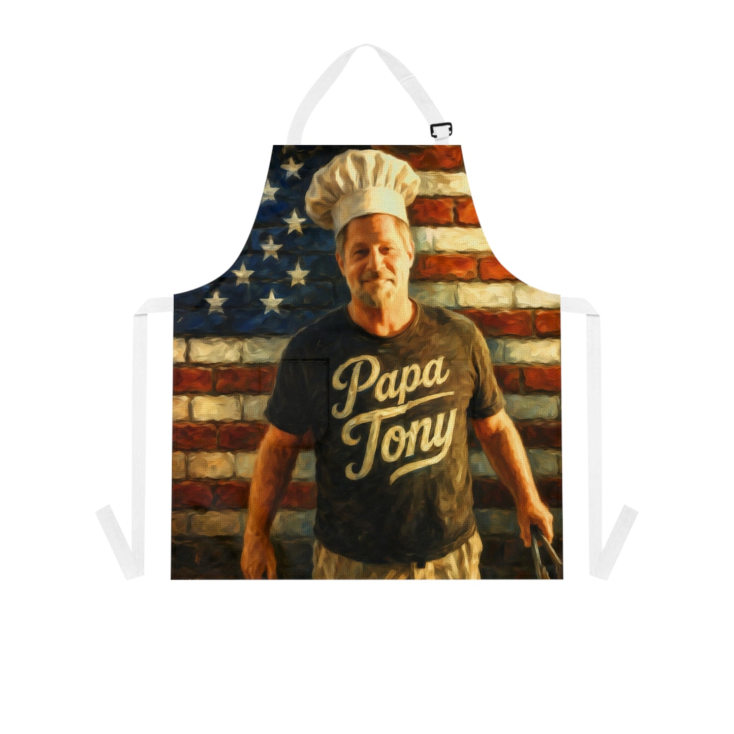 CUSTOM APRON for MANDY—Papa Tony Chef Apron – Patriotic American Flag BBQ Apron