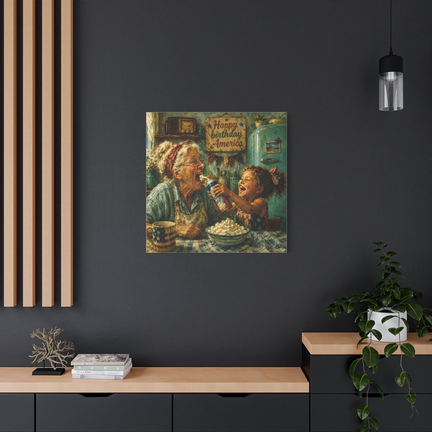 Fourth of July Grandma & Granddaughter Matte Canvas Wall Art
