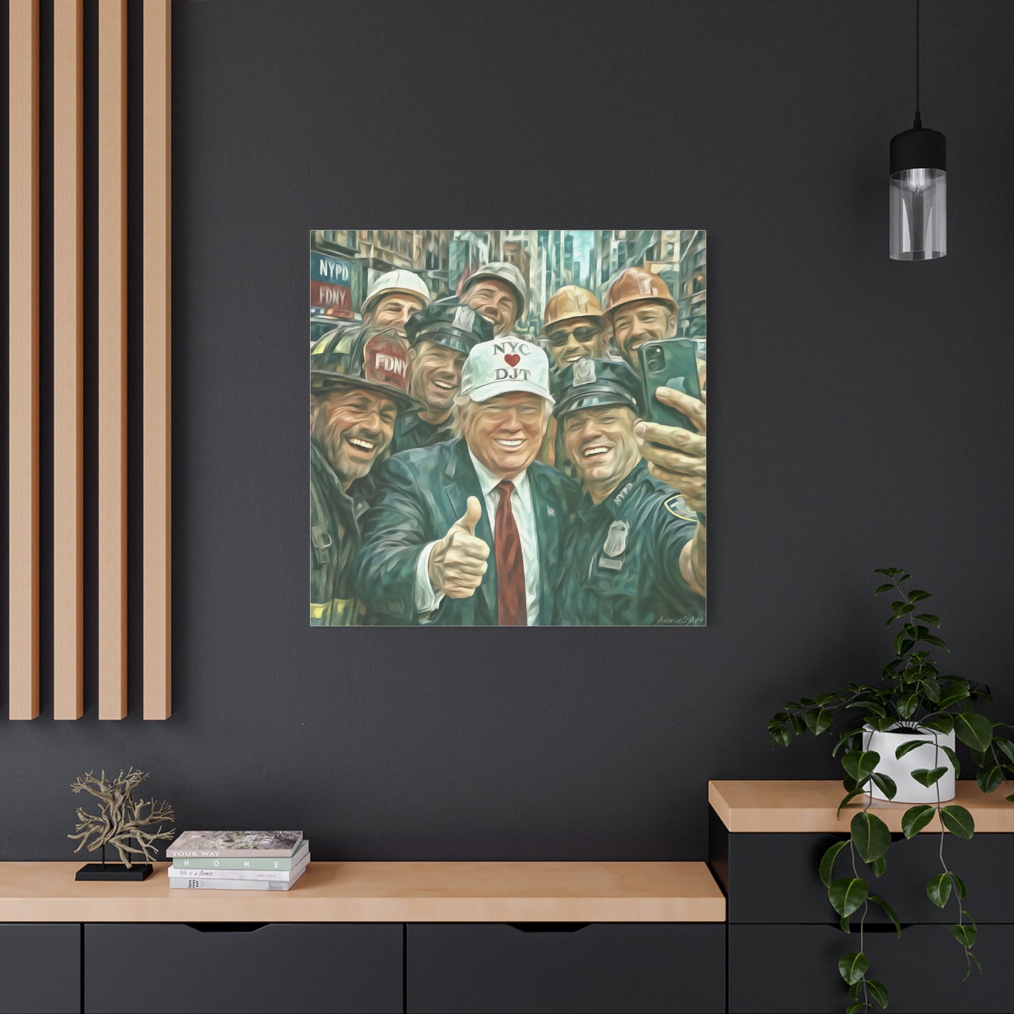Trump ‘NYC❤️DJT’ - THE Blue-Collar-Billionaire w/ NYC Working Guys —Matte Canvas Print