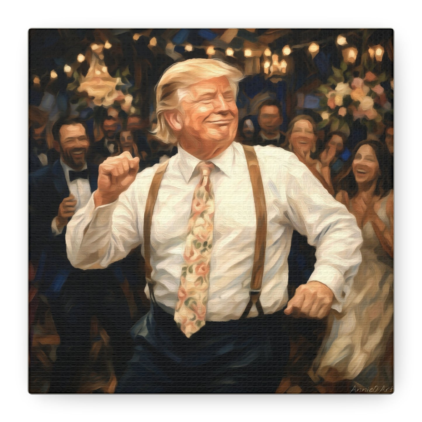 Vintage Festive Trump Dancing Canvas Wall Art