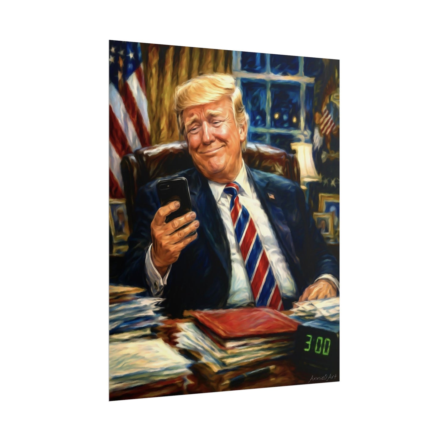 Rolled Poster — Playful President Trump Portrait Wall Art—Keyboard Warriors