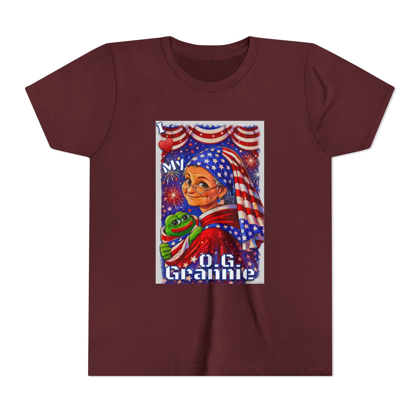 Grandma Anons & Keyboard Warriors for your Littles, “I ♥️ My O.G. Grannie" Youth T-Shirt – American Flag Grandma Design